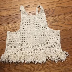 Zara boho cream crop top